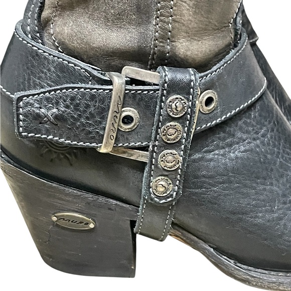 MURO Magda Women's Knee High Distressed Studded Western Leather Harness Boots 6 - Picture 8 of 15